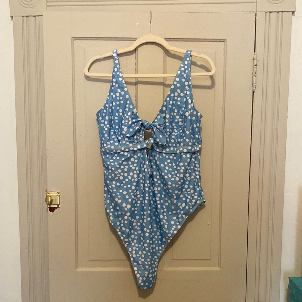 ASOS Curve Blue Polka Dot One Piece Swimsuit